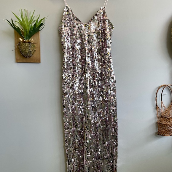 Beautiful  spaghetti strap festival Days  Zara sequin dress with back slit - Picture 2 of 5